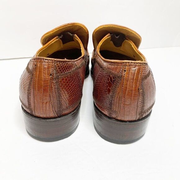 Vintage Nettleton Brown Lizard Skin Loafers 10 C Leather Business Dress Shoes - Picture 5 of 8